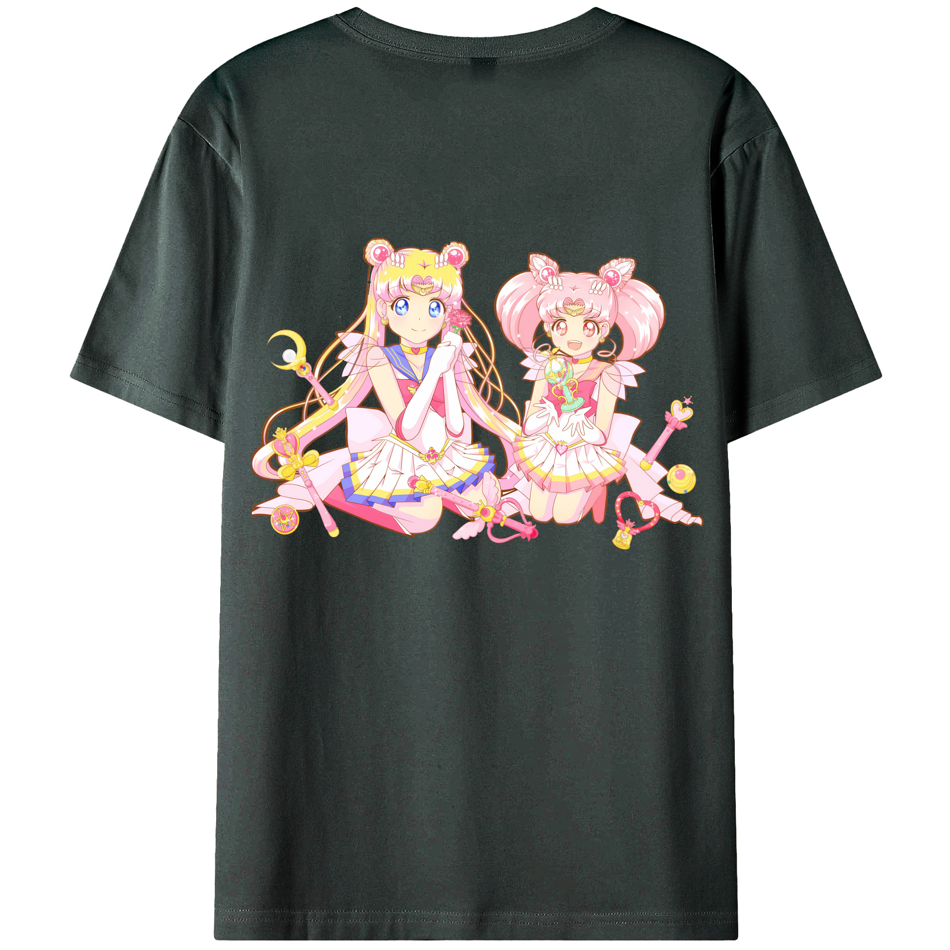 （画像用） 美少女戦士セーラームーン 月野 うさぎ つきの うさぎ Sailor Moon Tsukino Usagi 綿100％ メンズ半袖Tシャツ（バックプリント） 通気性